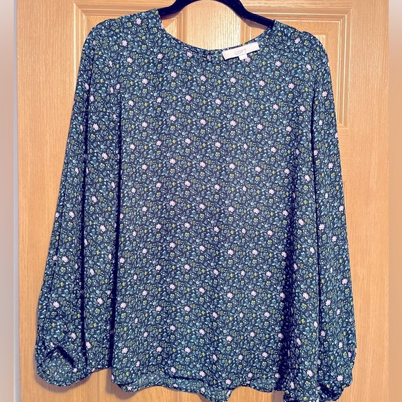 Ditsy Bloom Draped Sleeve Top - Picture 1 of 8